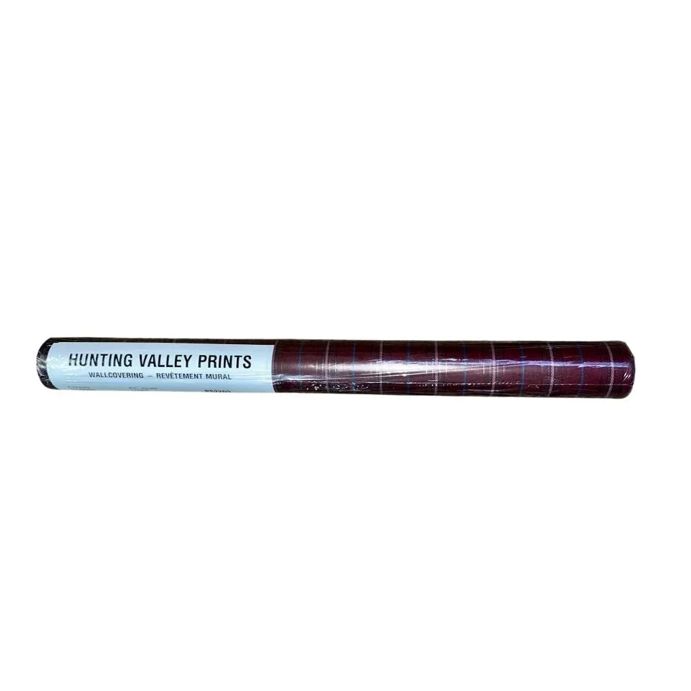 Hunting Valley Prints Wallpaper Plaid Burgundy Pink Blue 1 Bolt New USA